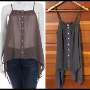 New Revolve x Wilster dainty straight neckline asymmetric tent sheer cami blouse